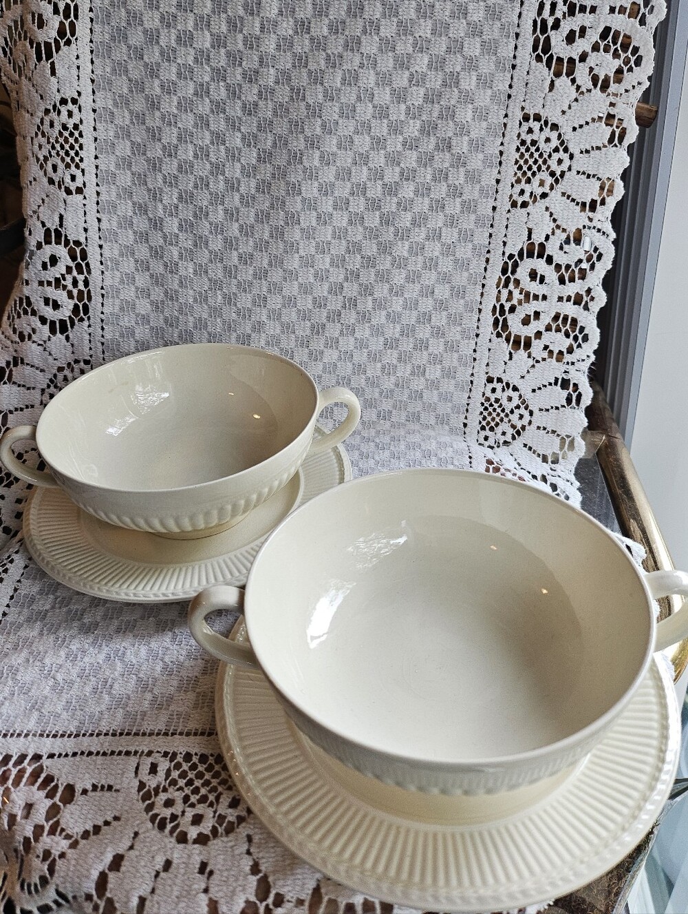 Wedgwood Edeme Soup Bowls & Saucer
